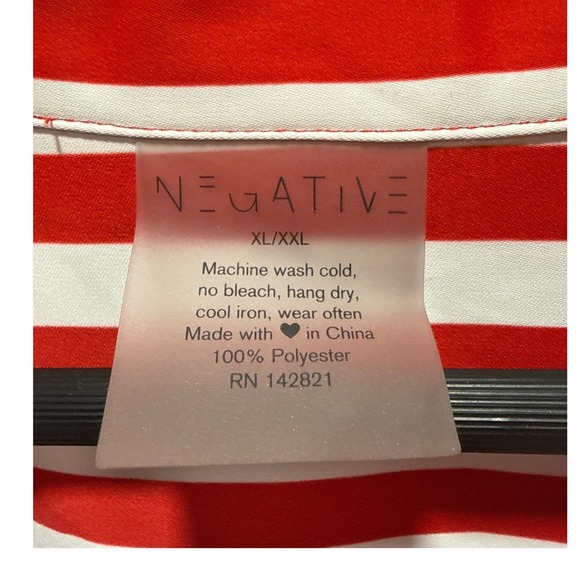 Negative Underwear Red White Striped Button Down Sleep Shirt XL XXL Lounge Top - Picture 4 of 5